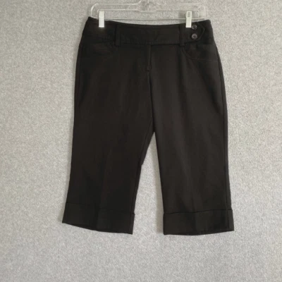Pantalones capri Tracy Evans Limited para mujer 7 negros tiro medio bolsillos elásticos con puños Foto 1 de 4