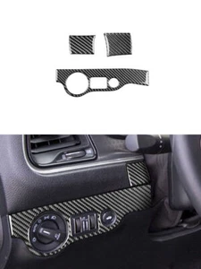 For Dodge Challenger 2015-2020 Headlight Trim Cover Decor Carbon Fiber 3PCS NEW - Foto 1 di 11