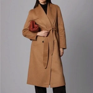 AVEC LES FILLES DOUBLE-FACE WRAP COAT CAMEL NWT SIZE XL SHAWL COLLAR BELTED - Picture 1 of 5