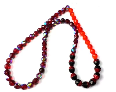 19" Hilo 68 Vintage 7-8mm Checo Siam ROJO AB y Naranja Facetado Vidrio Cuentas Redondas Foto 1 de 4