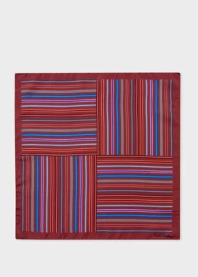NWT Paul Smith Silk Block Striped Pocket Square/Handkerchief, Made in Italy. - Image 1 of 3