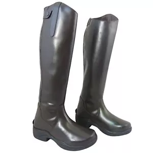 Womens Long Leather Boots Ladies Horse Riding Jumping Competition Synthetic Shoe - Picture 1 of 4