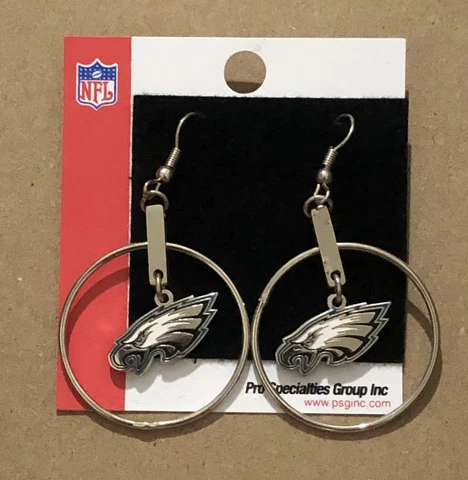 PSG NFL Philadelphia Eagles Earrings J-Hook Logo, Team Color Small NEW Womens Cover