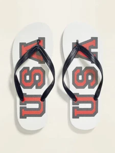 NUEVO CON ETIQUETAS Sandalias Chanclas Estampadas Antigua Marina EE. UU. Playa Piscina Hombres Talla 8-9 - Imagen 1 de 1