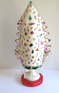 Vintage Filz Pailletten Styropor Weihnachtsbaum Weihnachtsdeko MCM Handarbeit 19 Zoll - Bild 1 von 10