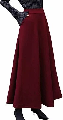 Maxi falda patinadora larga plisada swing línea A otoño invierno para mujer XS~XXL Foto 1 de 4