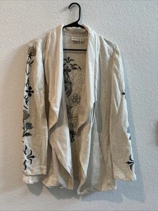 Zenergy by Chicos Floral Embroidered Open Front Cardigan, Sz. 0 - Picture 1 of 7