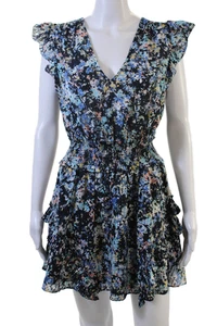 Ramy Brook Womens Black Floral V-Neck Mini Sundress Cotton Viscose Size S - Picture 1 of 5
