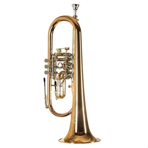 MZFH 1050L Bb-Flügelhorn, Drehventil, Goldmessing, Neusilber, Klarlack, Koffer - Bild 1 von 8
