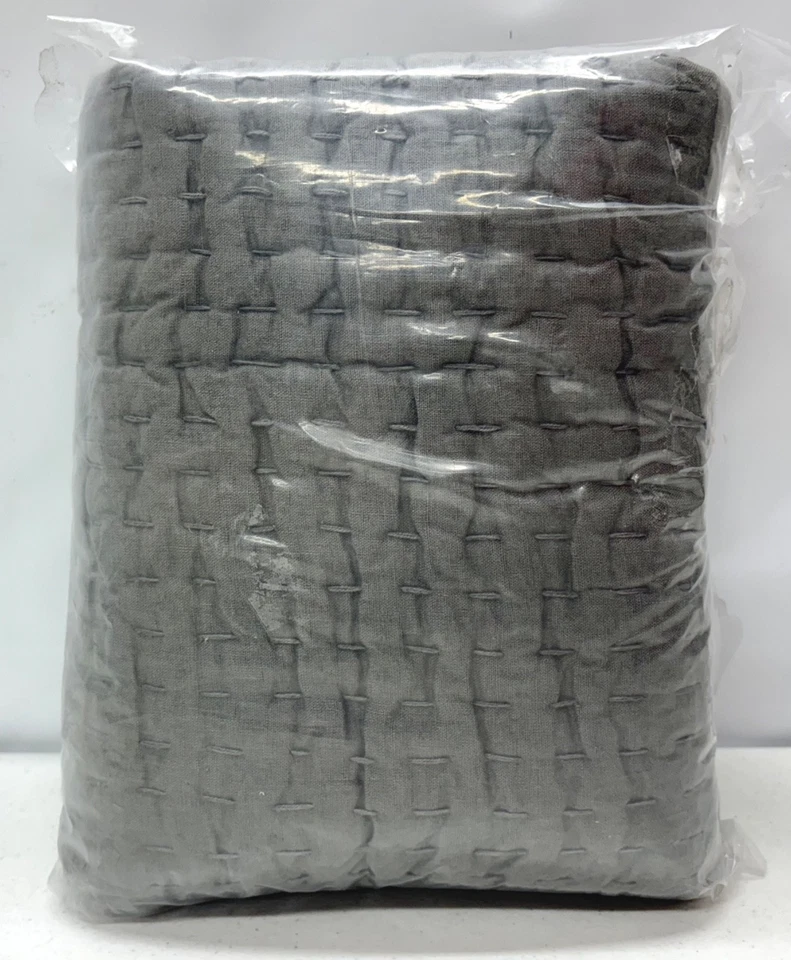 NUEVO Pottery Barn PickStitch Hecho a Mano Algodón Lino Acolchado Falsa~KING~Flagstone Foto 1 de 1