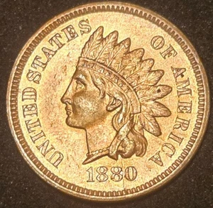 Penny Indian Head 1880 ligeramente circulado PRUEBA RD *Brillante y llamativo* - Imagen 1 de 4
