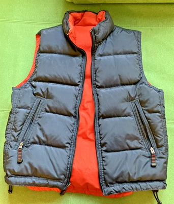 VTG 00s Y2K GAP Reversible Down Full Zip Puffer Vest Adult S Navy Orange - Image 1 of 4