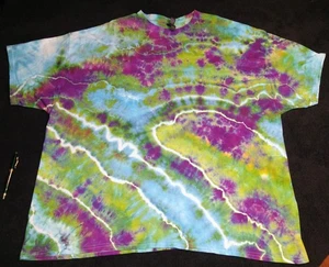 Camiseta azul claro, verde y púrpura Geode Ice Dye Tie Dye ~ talla 4XL - Imagen 1 de 3