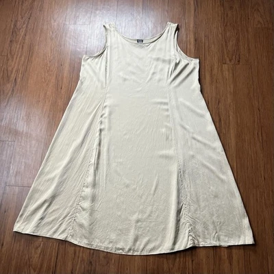 Vestido Eileen Fisher Seda 3X Mujer Marfil Beige Sin Mangas Maxi Largo Plus Foto 1 de 4