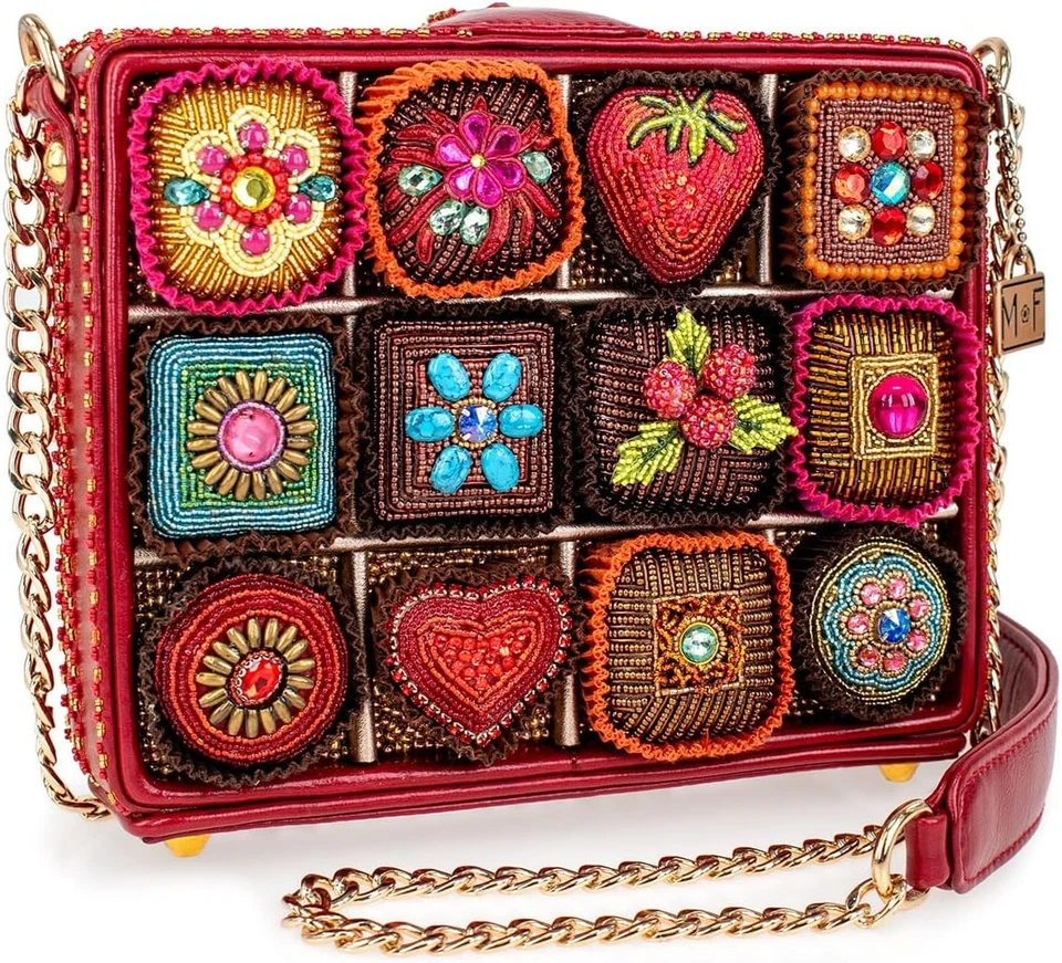 Bolso Bandolera Mary Frances Sweet Indulgence Caja de Caramelos con Cuentas Rojo Chocolate Foto 1 de 1