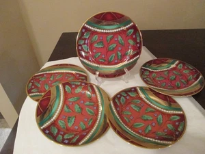 5 piatti insalata oro buffet Royal Gallery 8 1/2” ORNAMENTI rossi - Foto 1 di 5
