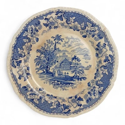 Antique Seaforth Blue & White Transferware Plate – Pagoda Landscape Pattern - Image 1 of 4