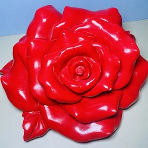 Tranquil Garden Ceramic Red Rose Heavy Statue In/Outdoor Flower Decoration - Picture 1 of 6