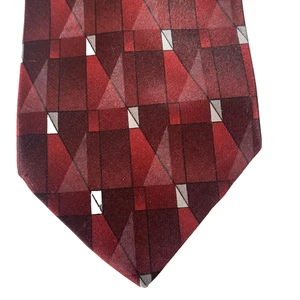 David Taylor Tie Mens Red Geometric Clip On Neck Tie Polyester One Size - Picture 1 of 10