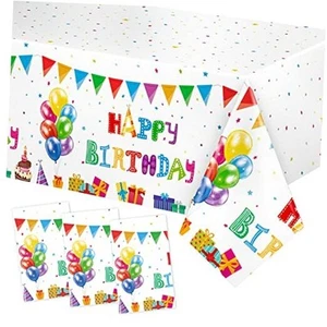 3 Pieces Birthday Tablecloth Colorful Confetti Happy Birthday Table Cover - Picture 1 of 7