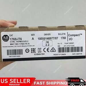 Módulo de termopar sellado AB 1769-IT6/A CompactLogix 6 Pt 1769IT6 EE. UU. Impuestos libres - Imagen 1 de 2