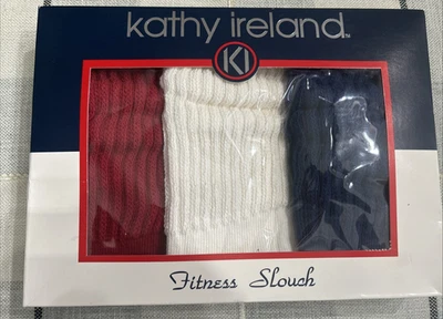 WOMEN'S FITNESS SLOUCH SOCKS ~ NEW~ KATHY IRELAND~RED~WHITE~NAVY BLUE~NWT 3 PRS - Image 1 of 4