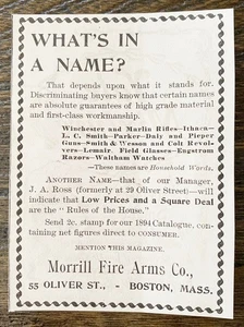 What's in a Name?MORRILL FIRE ARMS CO Boston,Mass.Original Antique 1894 Print Ad - Picture 1 of 1