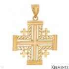 Brand New KREMENTZ Cross Pendant in 14K Yellow Gold