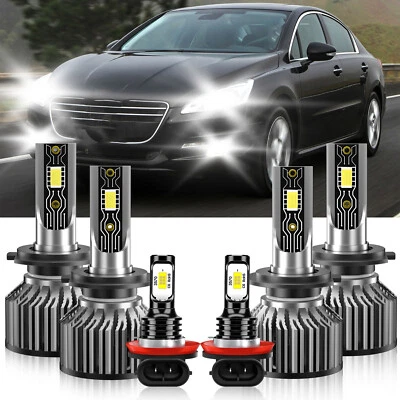 For Peugeot 508 2012-2017 LED Headlight +Fog Light Bulb High/Low Beam 6x Combo - Image 1 of 4