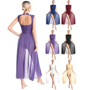 Womens Dress Maxi Costume Open Back Dancewear Rumba Bodysuit Unitard Leotard - Picture 1 of 68