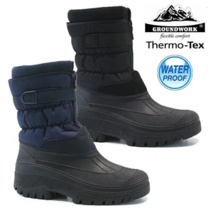 MENS SNOW BOOTS WINTER WATERPROOF MUCKER THERMAL SKI WELLINGTONS FUR WARM SIZE - Picture 1 of 26