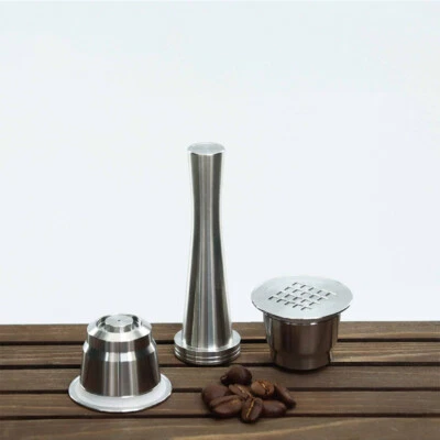 Cápsulas reutilizables de acero inoxidable en polvo para cafetera Nespresso Foto 1 de 4