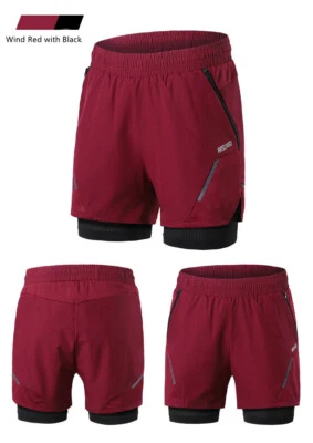 ARSUXEO Hombres Pantalones Cortos de Ciclismo 2 en 1 Pantalones Cortos para Correr Secado Rápido Transpirables MTB Pantalones Cortos Foto 1 de 4