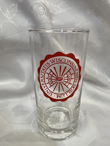 Jy23- 1960s Big Ten University Of Wisconsin Badgers Drinking Glass 5.5" Tall Cover