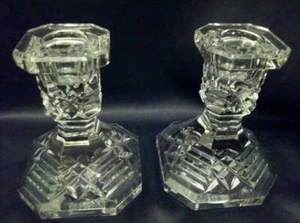 Waterford Crystal Rare Vintage OCTAGONAL Candlesticks Set of 2 Made in Ireland - Picture 1 of 3