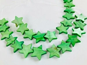 Mother of Pearl MOP Star Beads Natural Shell Pentagram 16 17 mm 26 52 pcs Green - Picture 1 of 10