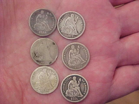 6 SEATED LIBERTY DIME LOT 1876 (2) 1883 1886 1888 1889 ONE PRICE 6 COINS L@@K Cover