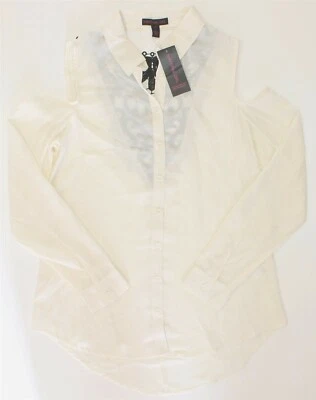 Camisa Material Niña Mujer Pequeña Marfil Hombro Abierto Top Encaje Espalda Abotonada Foto 1 de 3