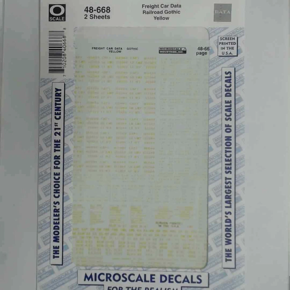 Calcomanías a escala O a microescala: DATOS, VAGÓN DE CARGA, ferrocarril amarillo gótico Foto 1 de 1
