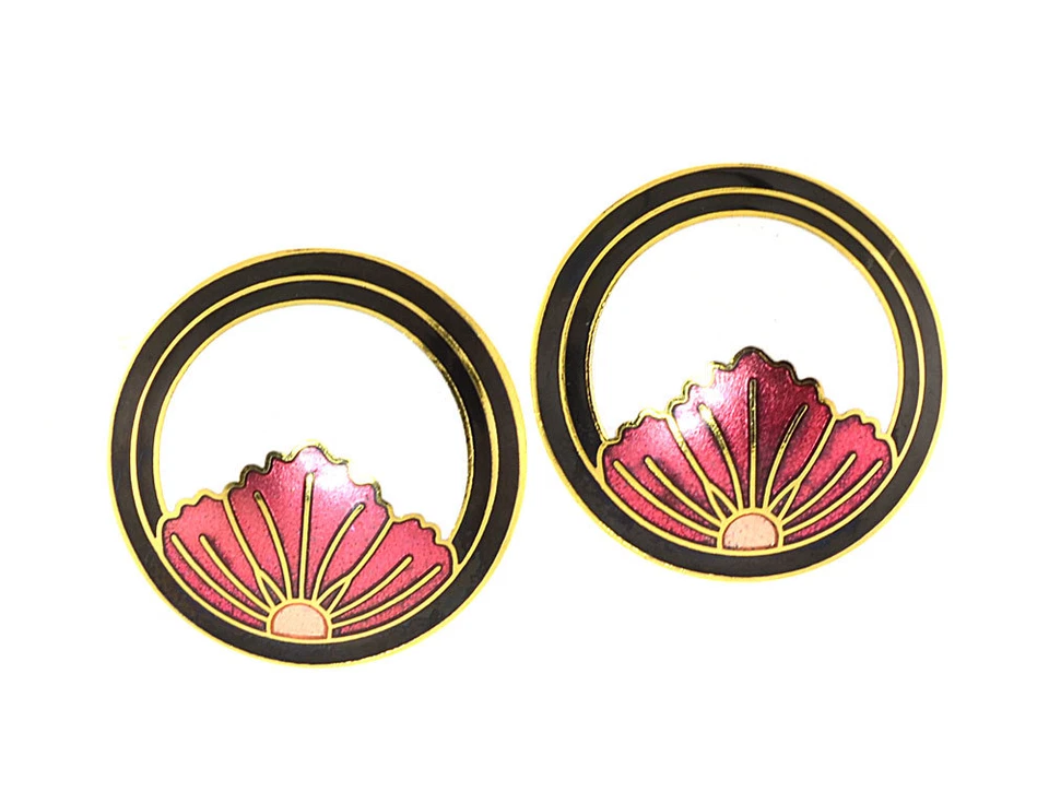 Pendientes Cloisonne Vintage Tono Dorado "CLIP-ON" y Genuinos-E-348, 349, 360 Foto 1 de 1