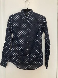 J. Crew Perfect Fit XXS Navy Button-Down With Silver Polka Dots New - Picture 1 of 4