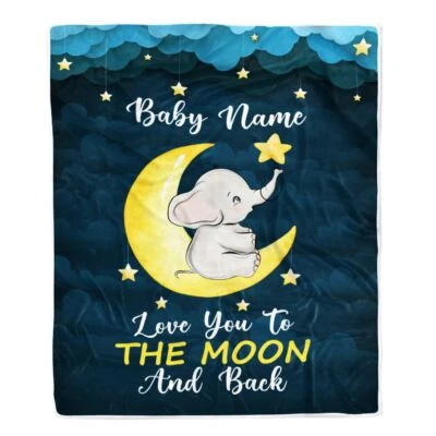 Custom Name Baby Blanket Elephant Birthday Daughter Niece Blanket For Boy Girl - Image 1 of 3