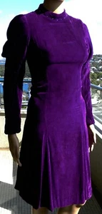 VINTAGE Bohemian Goddess 1960s-70s Original Retro Glamour Purple Velvet Dress - Picture 1 of 8