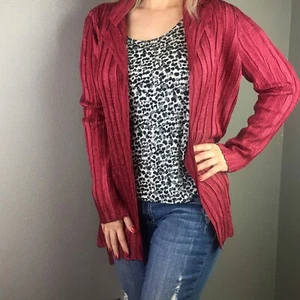 Chico's Travelers Emiliana Jacket Ruby Red Cardigan Crushed low NEW Xs S M - Picture 1 of 3