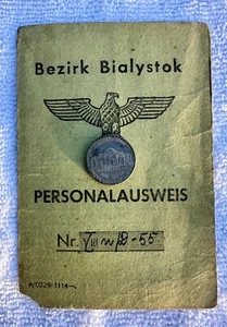 1943 WW2 Era Polish Worker Identification Paper Bezirk Bialystok Real Original - Picture 1 of 4