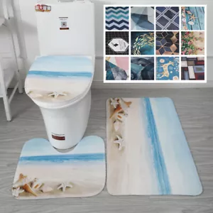 3 Piece Bathroom Rug Set Soft Non Slip Toilet Lid Cover Bath Mat Contour Rug✔ - Picture 1 of 25