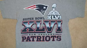 REEBOK New England Patriots SUPER BOWL 46 T-Shirt MEDIUM NFL Mens Womens Brady  - Picture 1 of 3