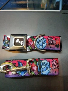 Love Love Pink Dog Collar & Leash Combo by Buckle-Down - Picture 1 of 10