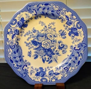 The Spode Blue Room Garden Collection Blue Rose Design 9" Octagon Plate England - Picture 1 of 9