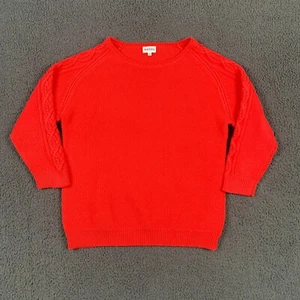 BRORA Pullover Damen UK 16 18 Rosa Zopfmuster Baumwolle 3/4 Ärmel U-Boot-Ausschnitt - Bild 1 von 9